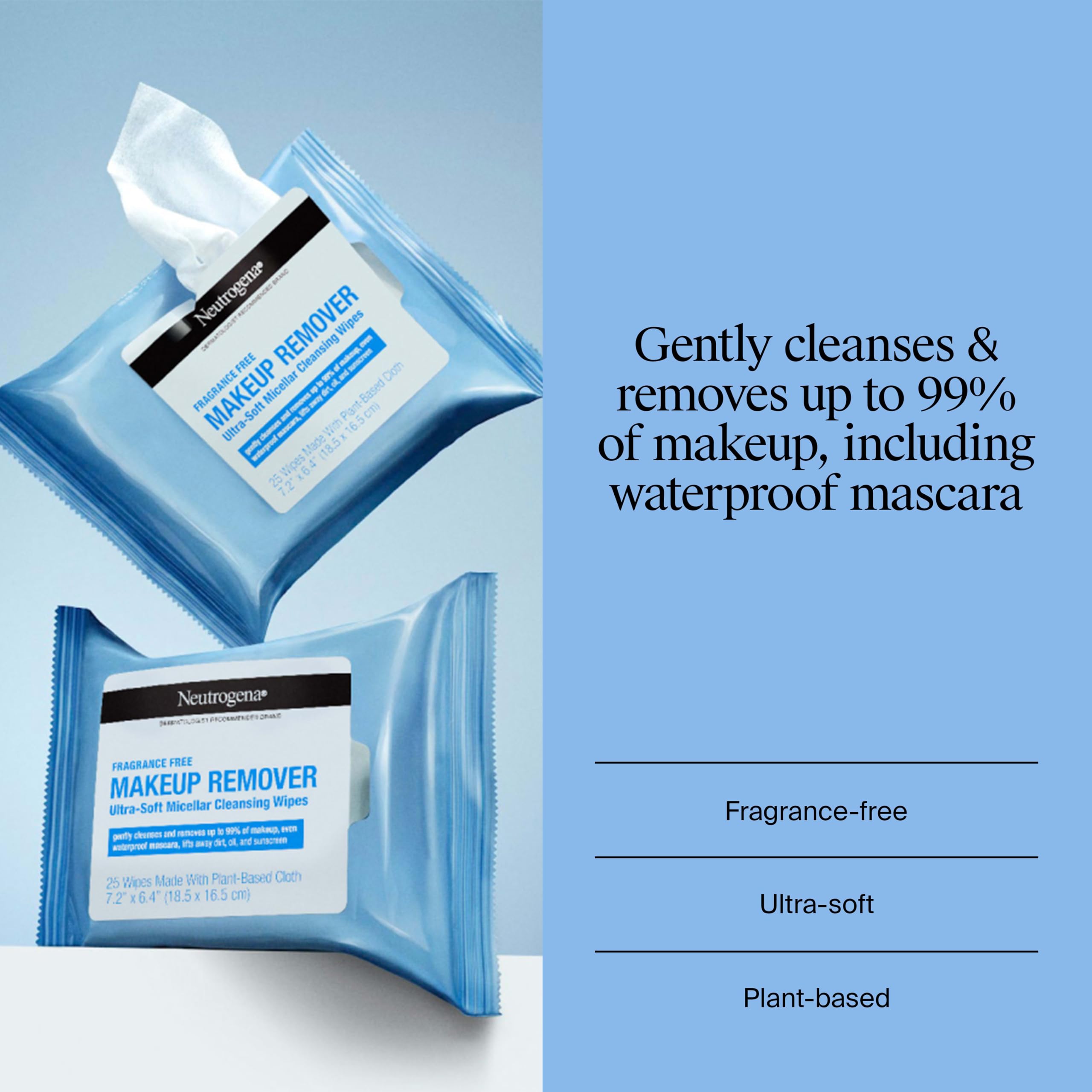 Elefair Tech Neutrogena Makeup Remover Wipes, Fragrance - Free & 25 Ct - Elefair Tech Official Product View 3