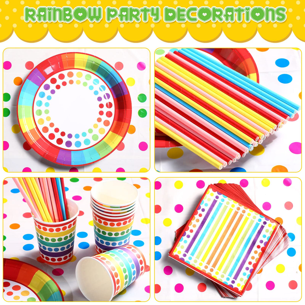 Sepamoon 258 Pcs Rainbow Style Birthday Party Supplies - Sepamoon Official Imagery - 5