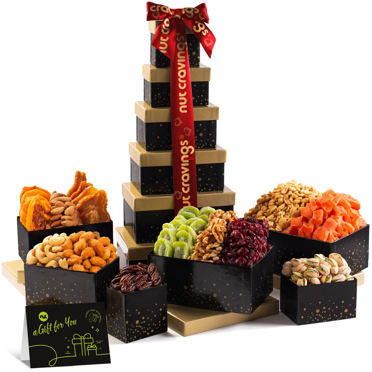 NUT CRAVINGS Dried Fruit Mixed Nuts Black Gift Tower 12 - Nut Cravings Official Imagery - 2