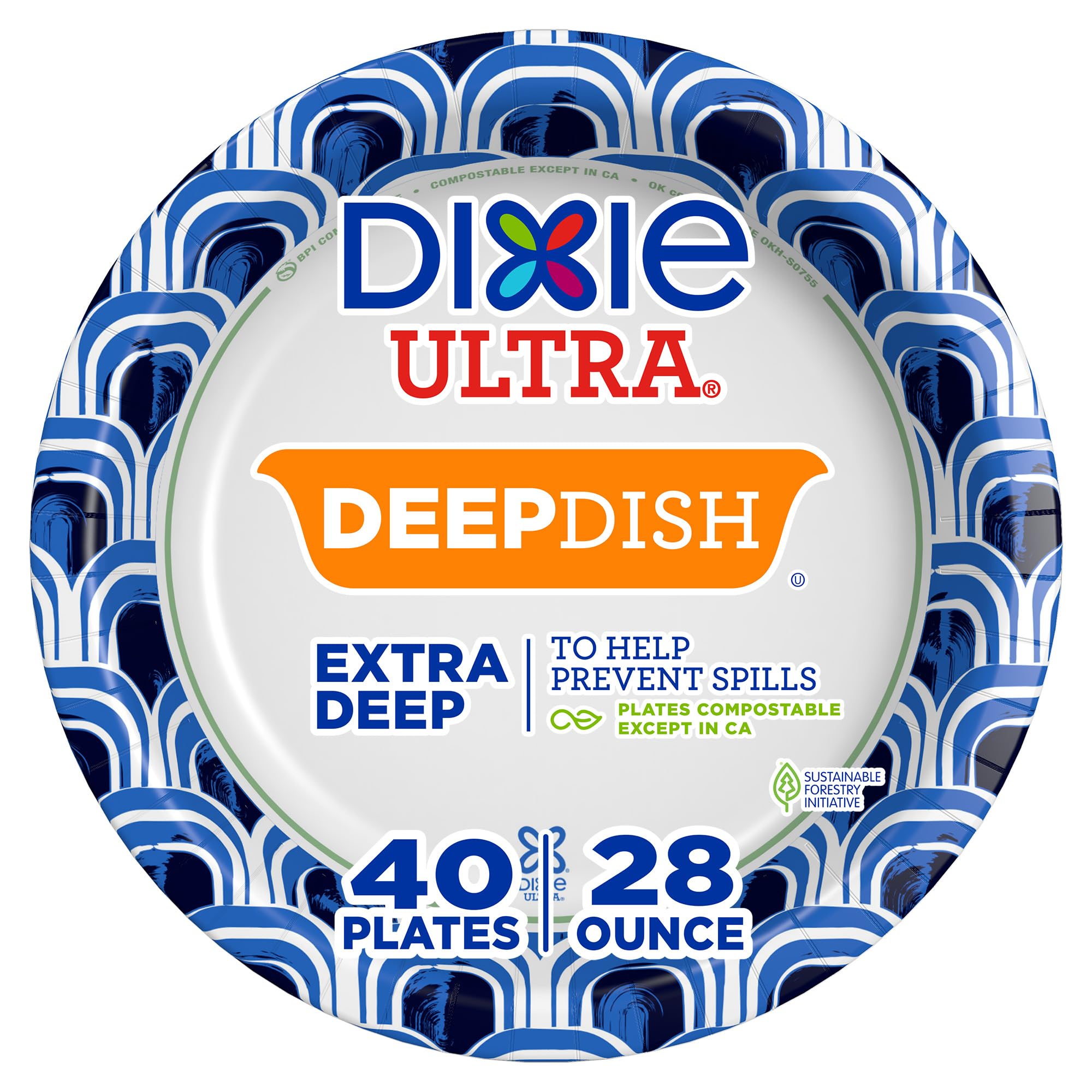 Dixie Ultra Deep Dish Paper Plates, 40 Count, 28 oz, Disposable - Product Imagery
