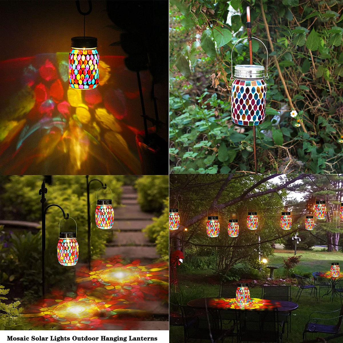 Mosaic Lights Outdoor Hanging Lanterns Rechargeable Mosaic - GUANFU Official Imagery - 5