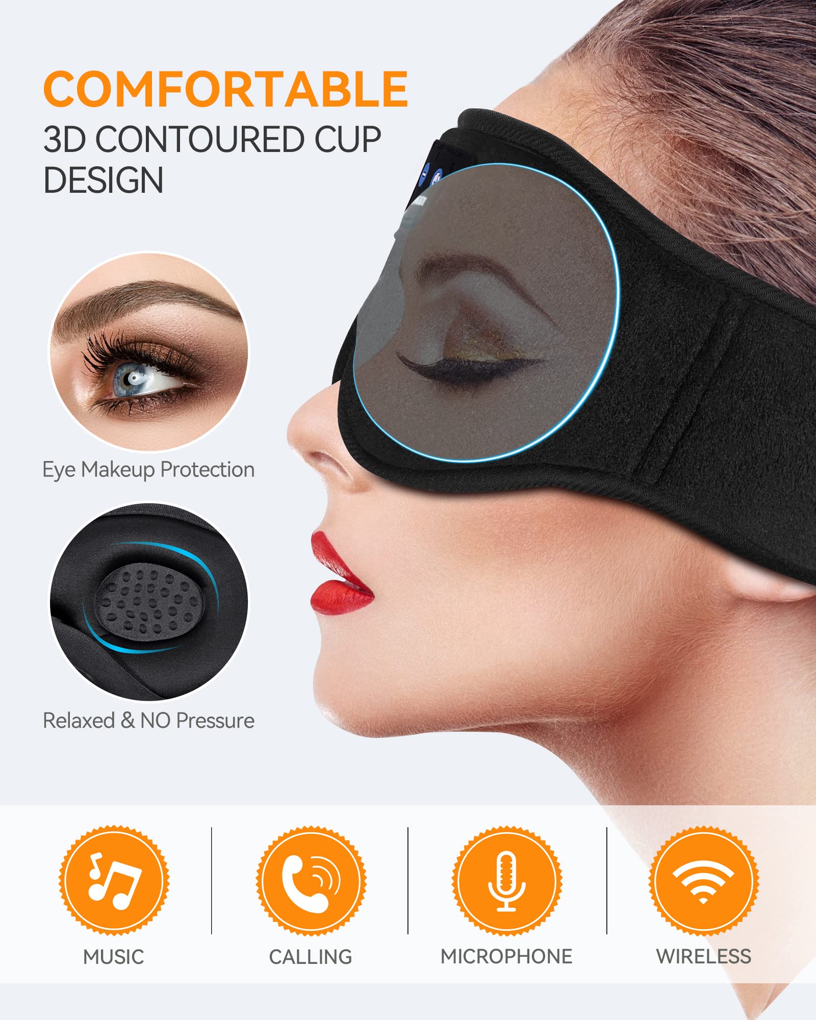MUSICOZY 3D Sleep Headphones Bluetooth 5.4 Sleep Mask with HD Speakers - MUSICOZY Official Product View 2