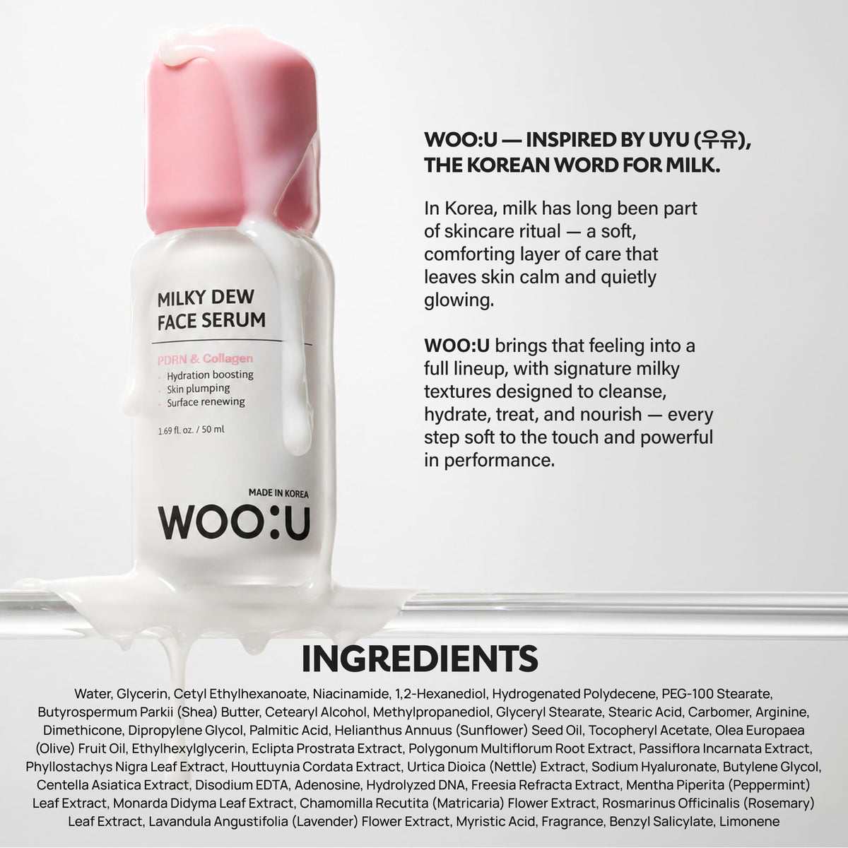 WOO U Korean Skin Care PDRN Collagen Milky Serum Glass Dewy - WOO:U Official Imagery - 7