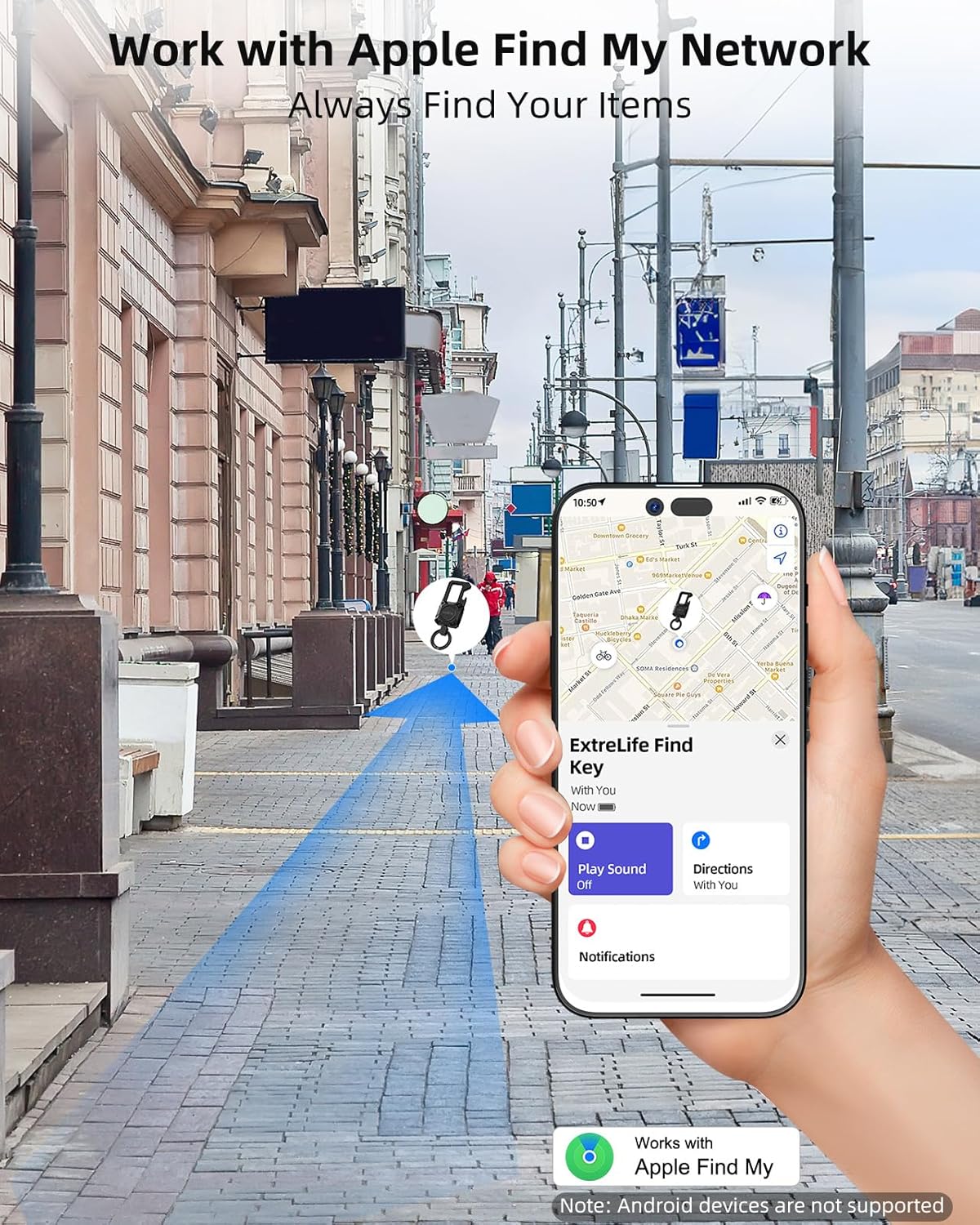 ExtreLife heavy-duty keychain with bottle opener and carabiner, compatible with Apple Find My for secure car and key organization.