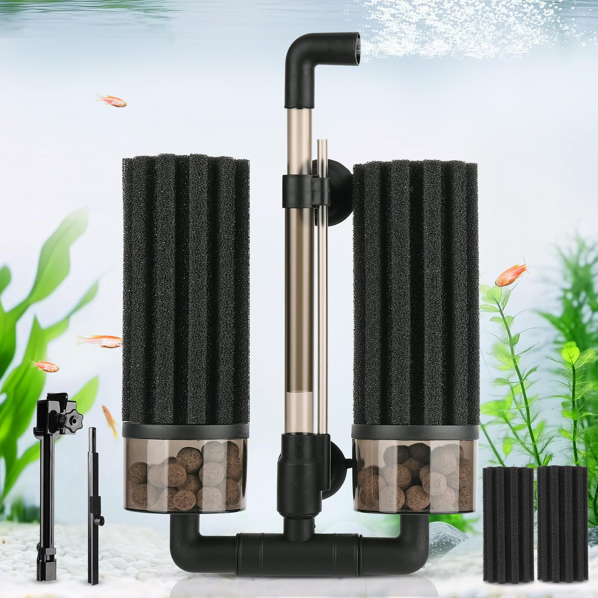 hygger Aquarium Double Sponge Filter Upgraded Sponge Filter - hygger Official Imagery - 1