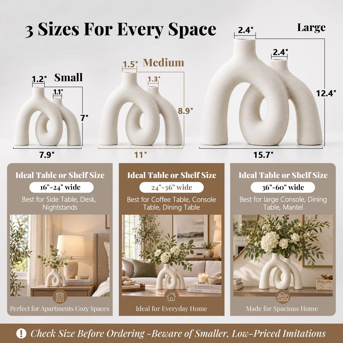 Hug Donut Decorative Ceramic Vase Set for Flower or Home - Jonronboci Official Imagery - 3
