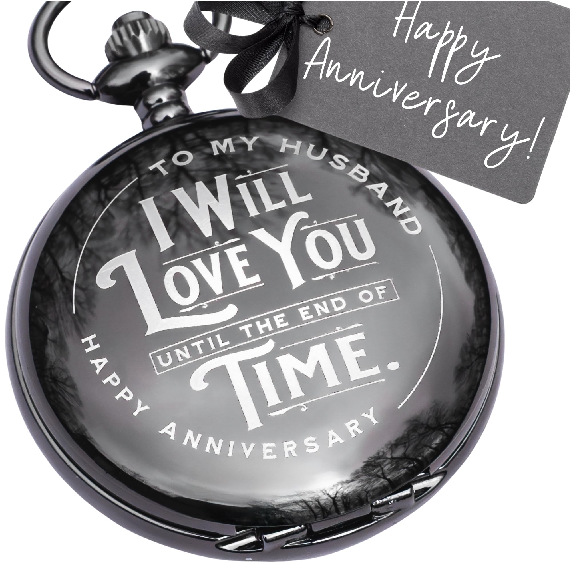 Red Dot Laser Engraving Anniversary Pocket Watch for Husband - Engrave - View 1