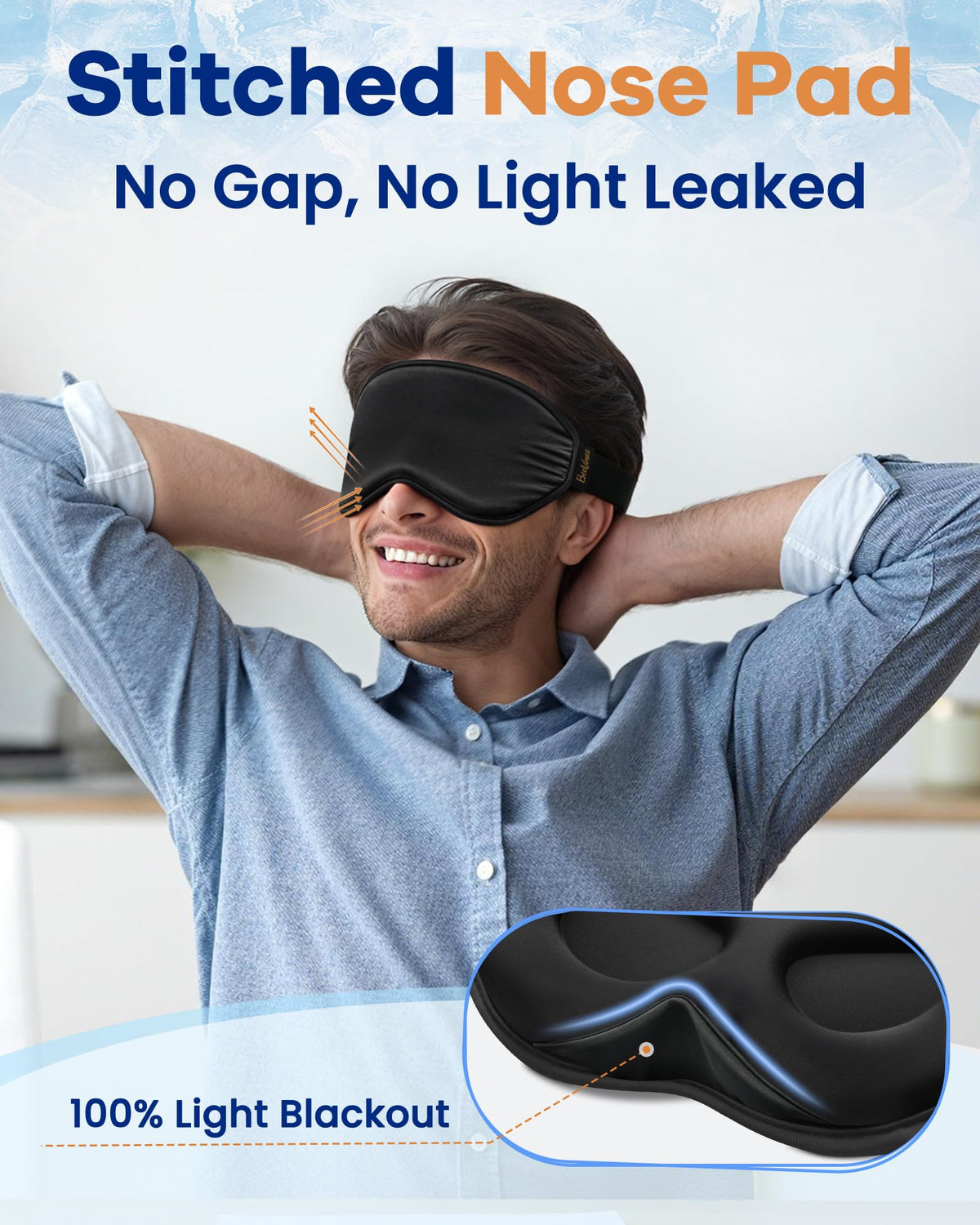 3D Contoured Cooling Eye Mask for Puffy Eyes Migraines - BeeVines Official Imagery - 6