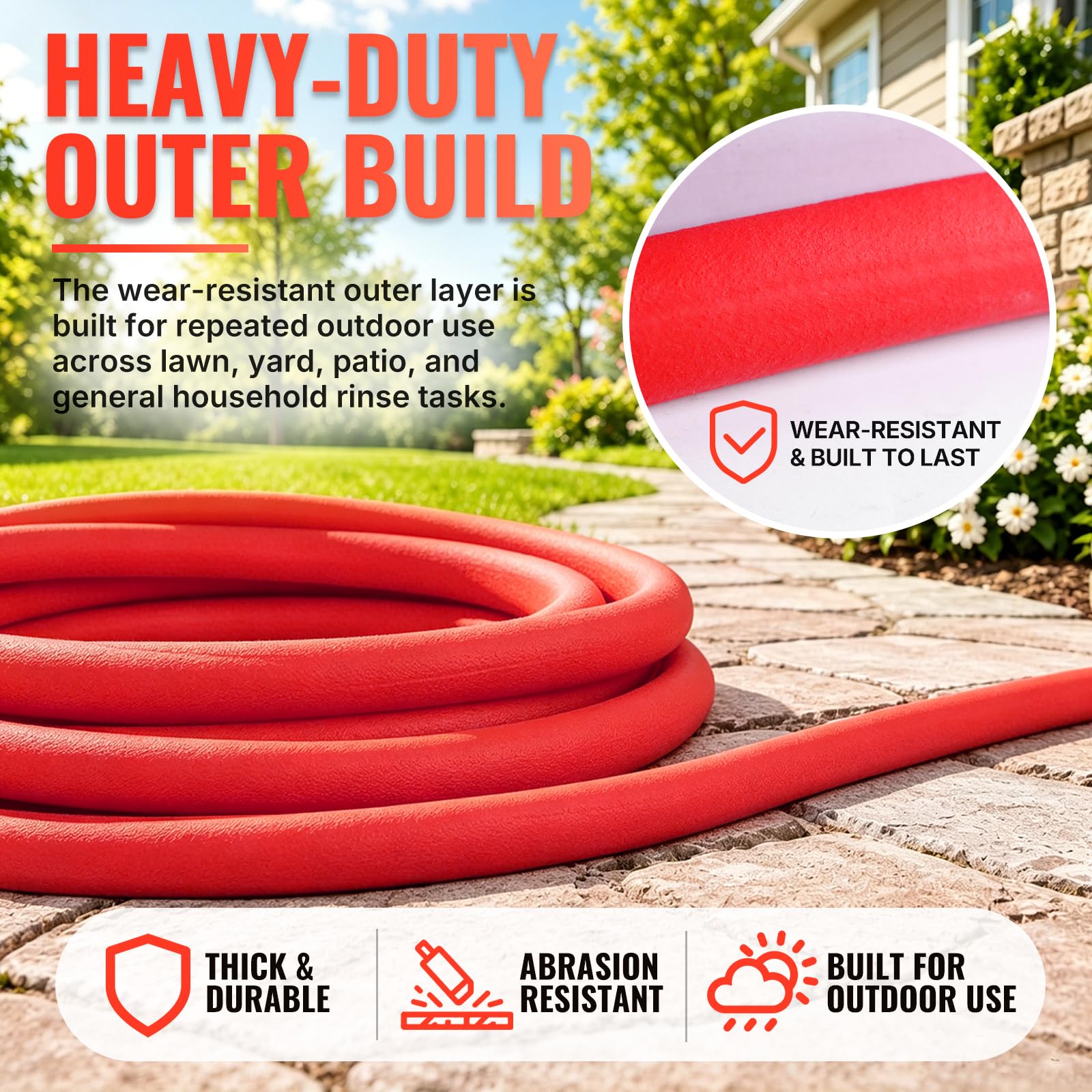 YAMATIC 100FT Flexible Garden Hose 5/8", Brass Swivel Handle Burs - YAMATIC Official Product View 2