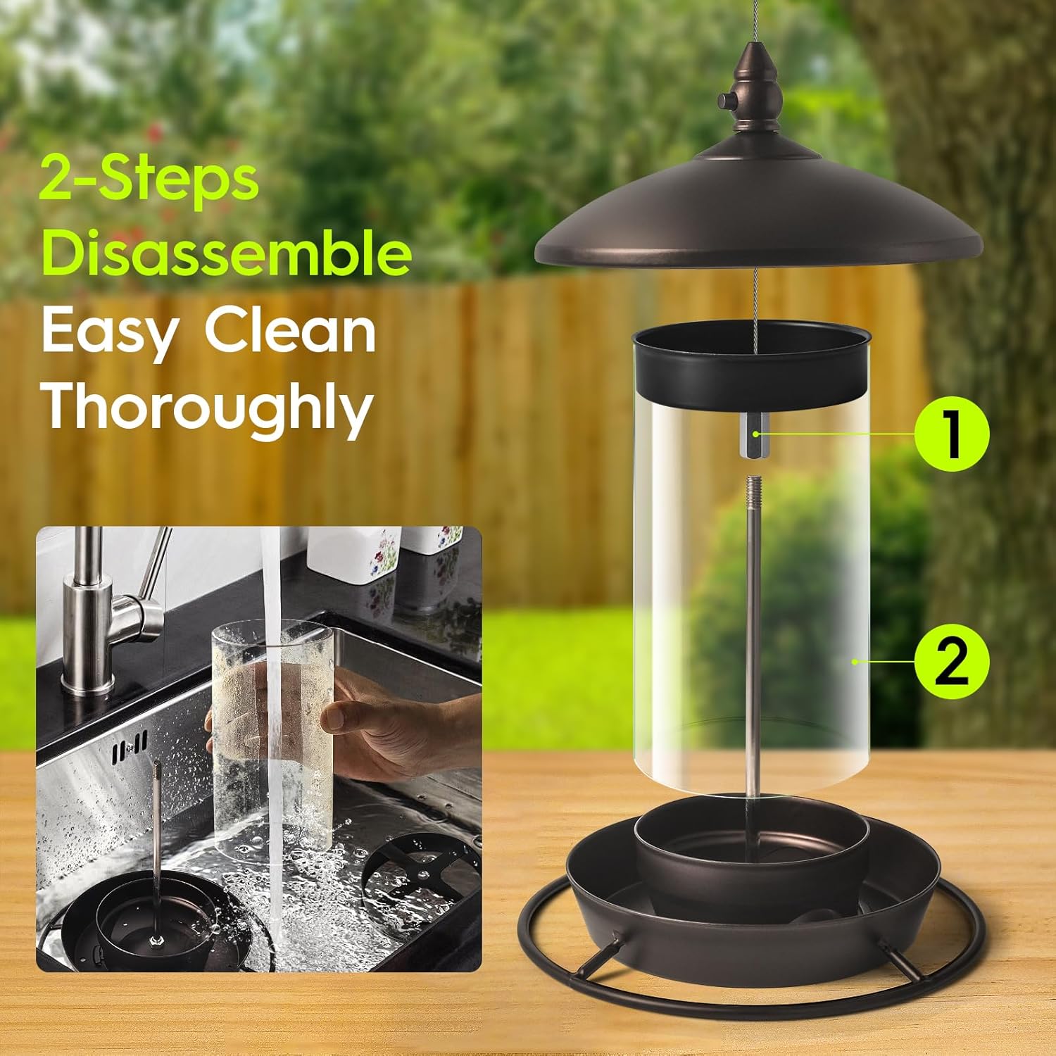 Bronze metal roof bird feeder by Youvip, chew-proof outdoor hanging bird feeder for wild bird seeds with durable metal construction.