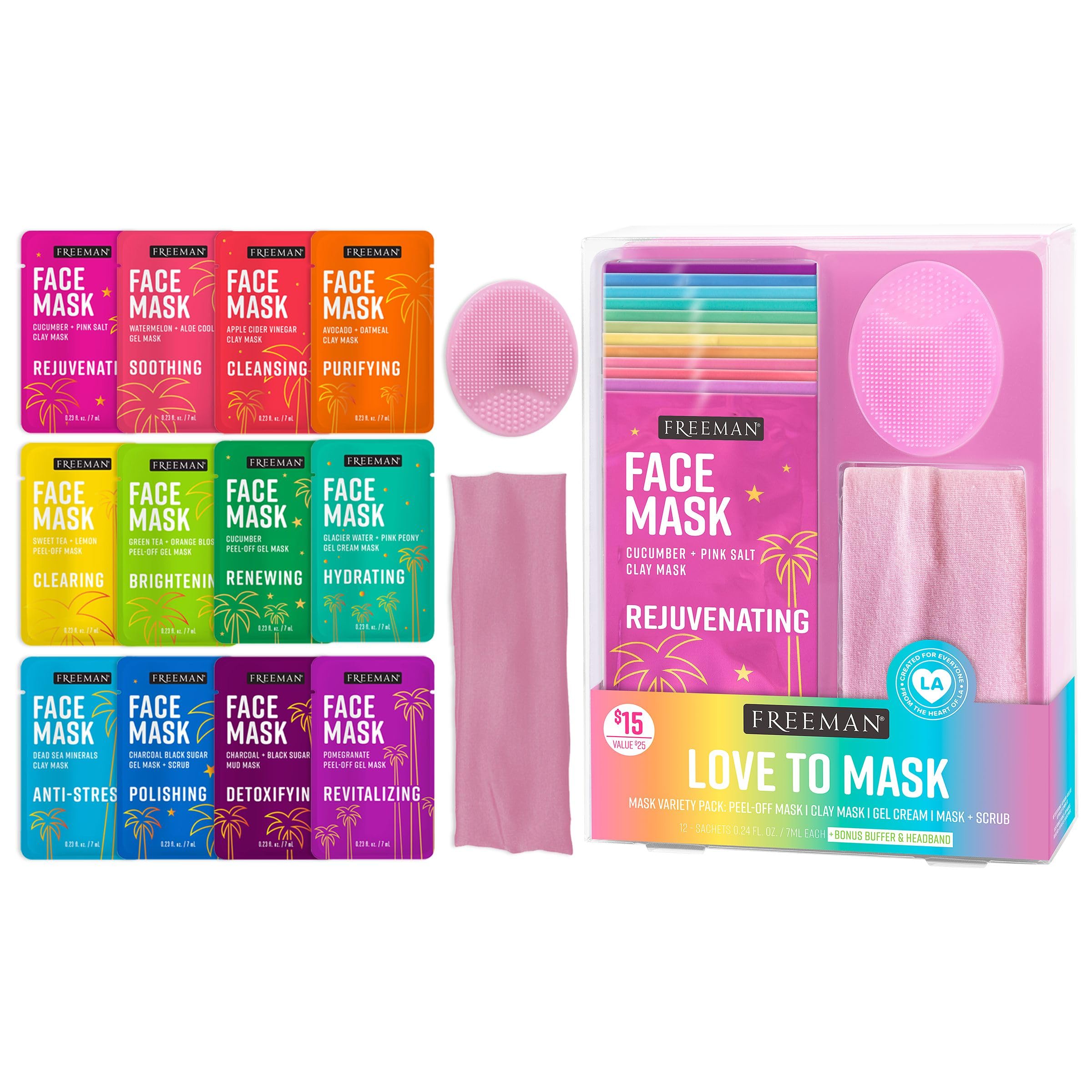 Freeman 14 Piece Love To Mask Variety Pack, Face Masks - Freeman