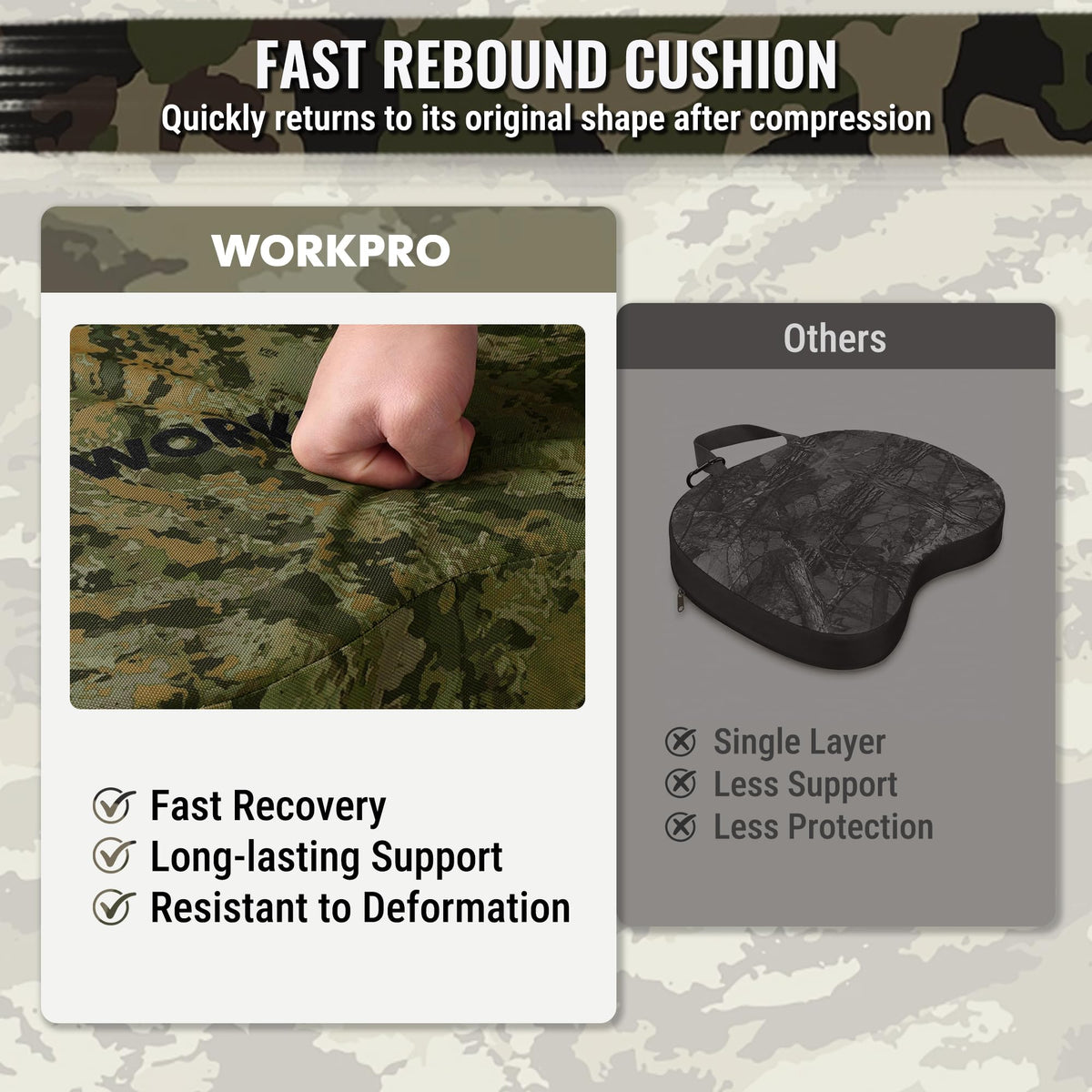 WORKPRO Hunting Seat Cushion Outdoor Seat Pad Camouflage - WORKPRO Official Imagery - 6