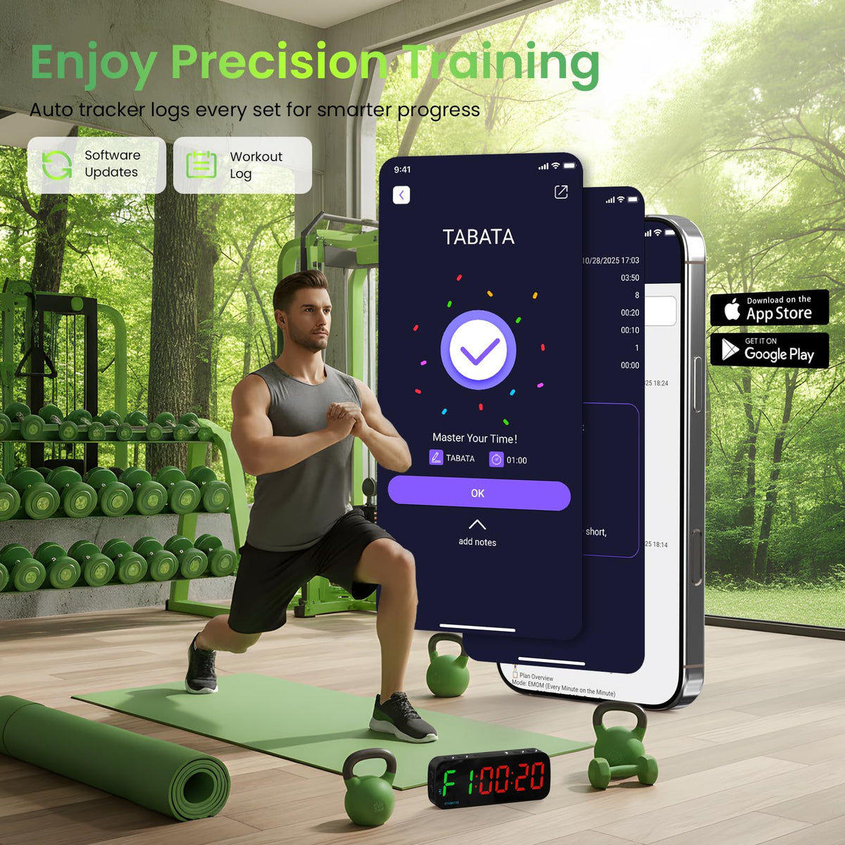 Gym Timer Clock Bluetooth App Controlled Magnetic Workout - SLEVIO TIMER Official Imagery - 5