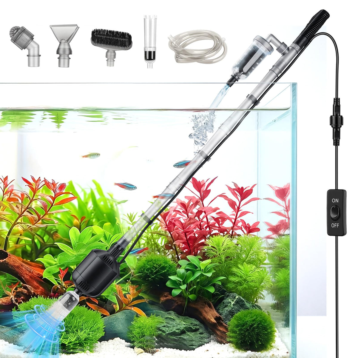 hygger 5 in 1 Electric Aquarium Gravel Cleaner 360GPH - hygger Official Imagery - 1