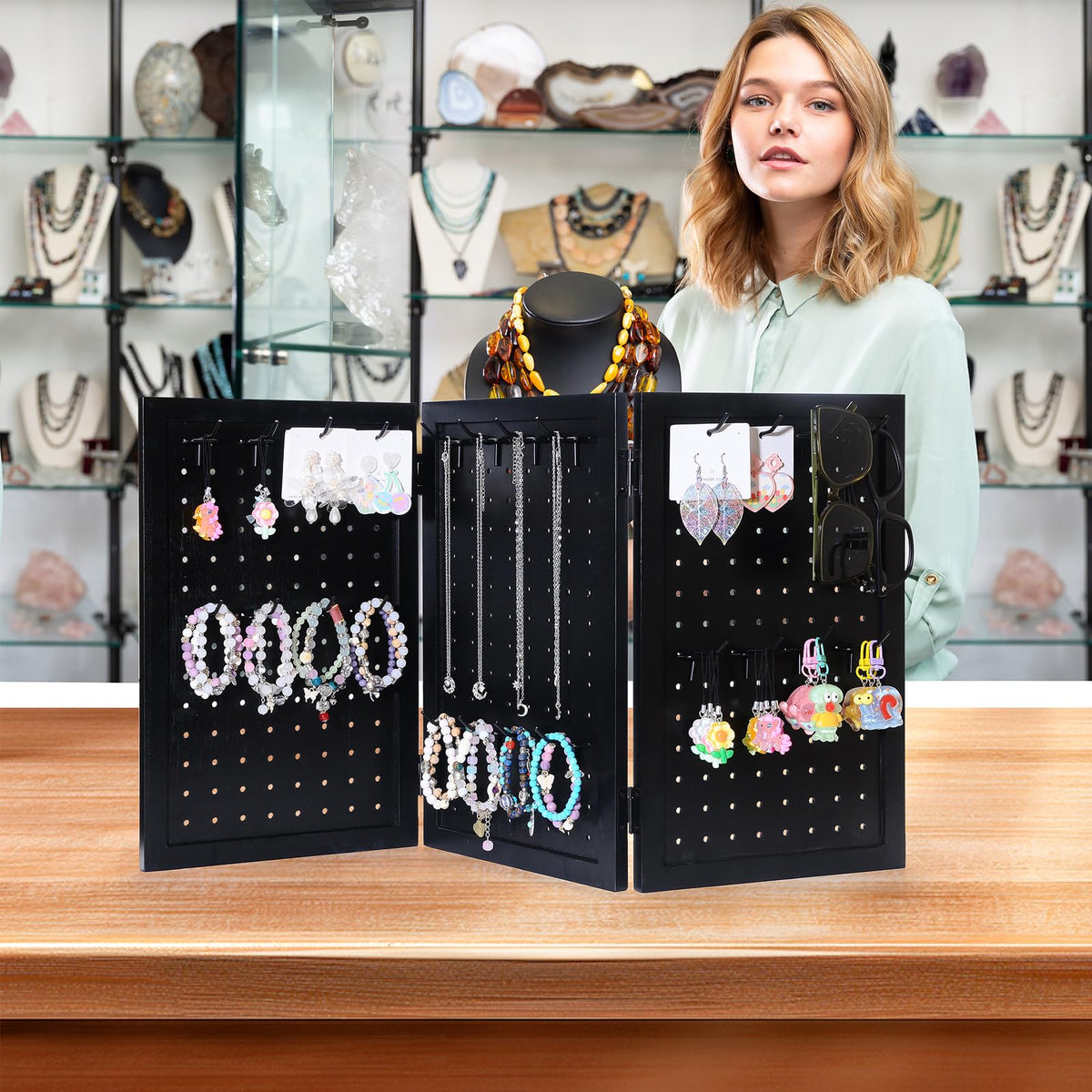 Wooden Jewelry Display Organizer with 24 Removable Black - humberboat Official Imagery - 3