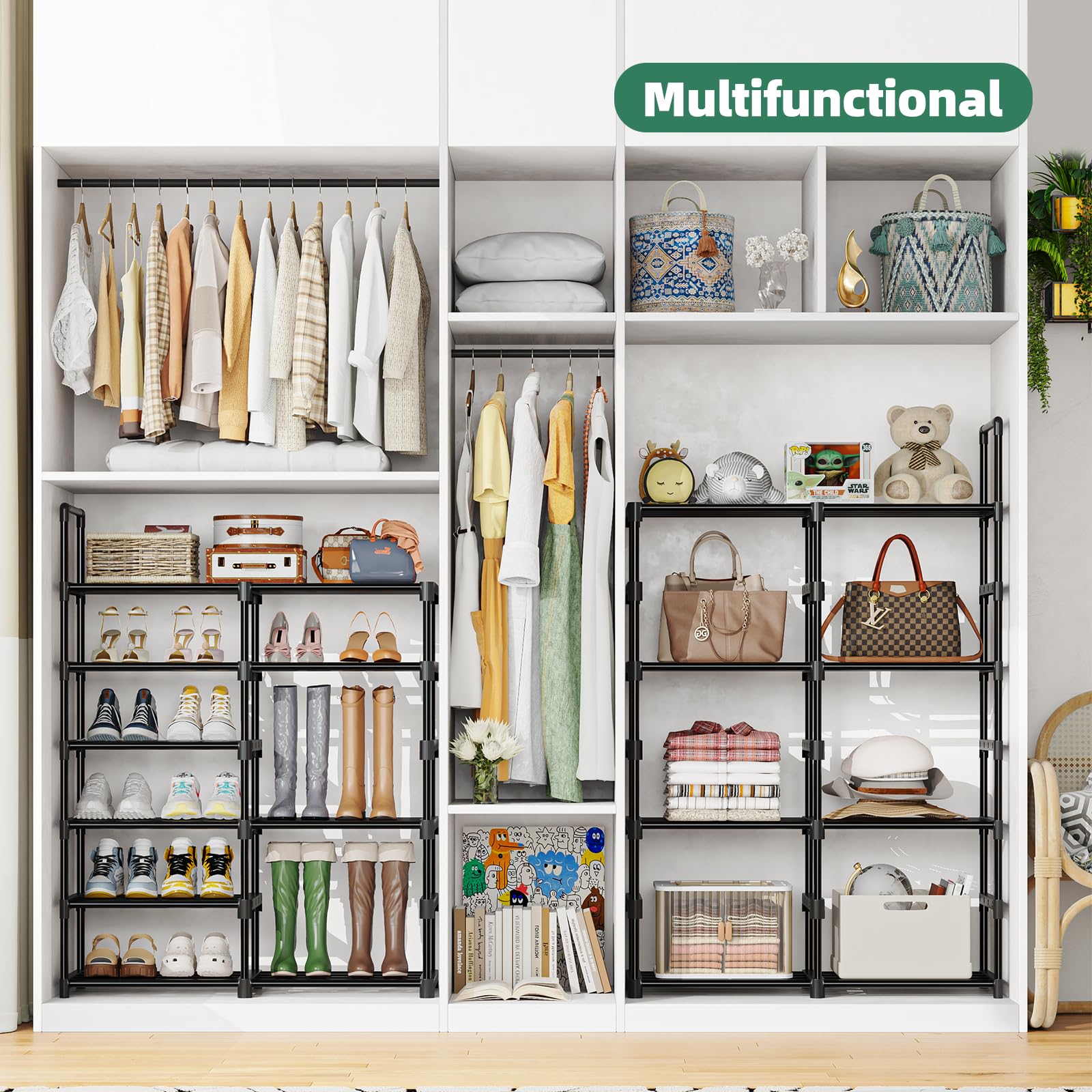 Simple Trending 8-Tier Shoe Rack Large Capacity 64 Pairs Tall Shoe She - View 5