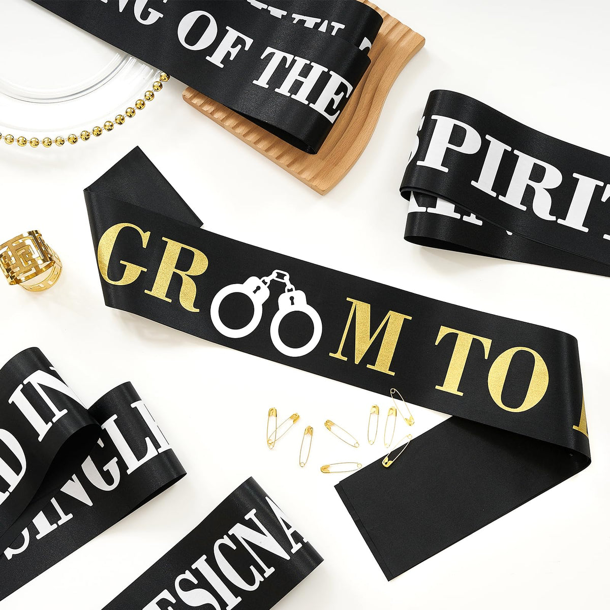 18 Pack Funny Bachelor Party Sashes Groomsmen Team Groom - CASYUNE Official Imagery - 3