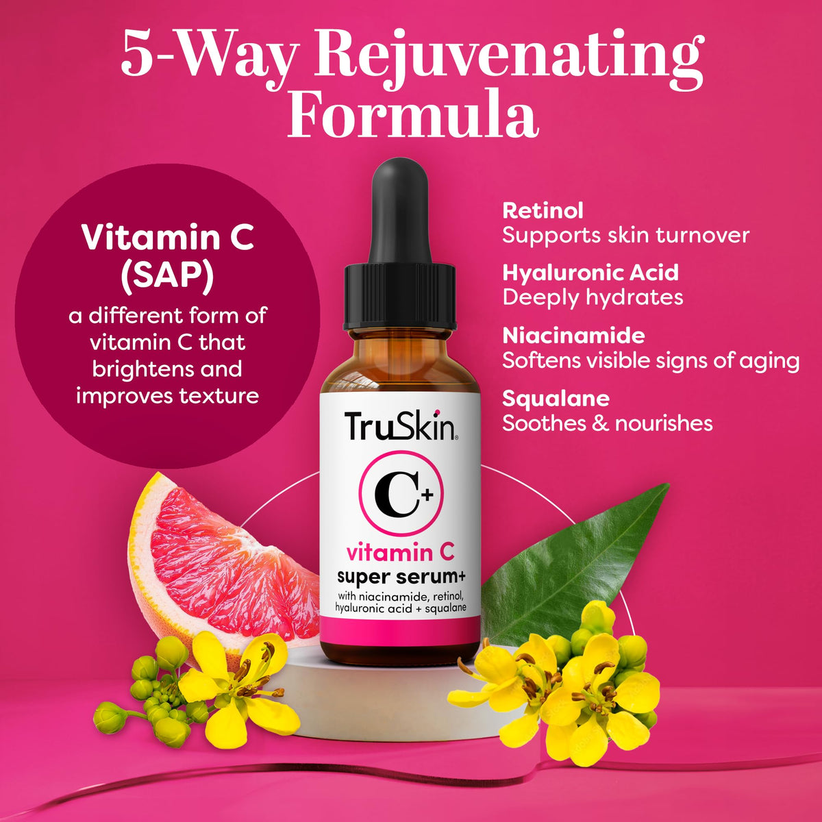 TruSkin Vitamin C Super Serum for Face 5 Skin Benefits 2 fl - TruSkin Official Imagery - 3