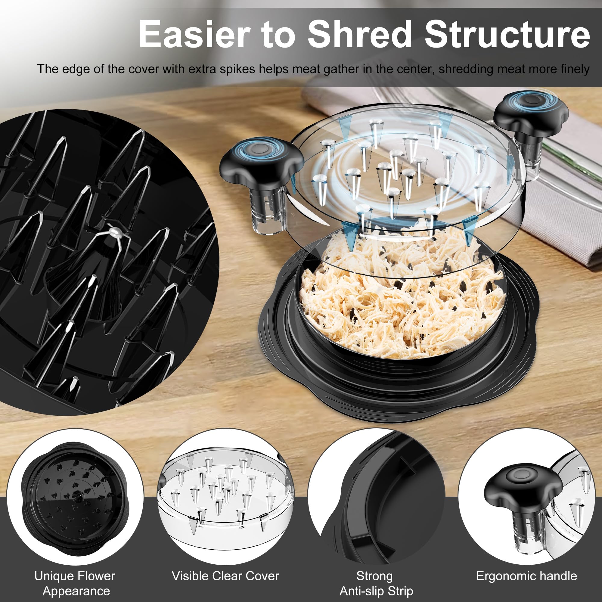SURETIVIAN Chicken Shredder Tool Twist Large Meat Shredder with B by SURETIVIAN - Angle View 3