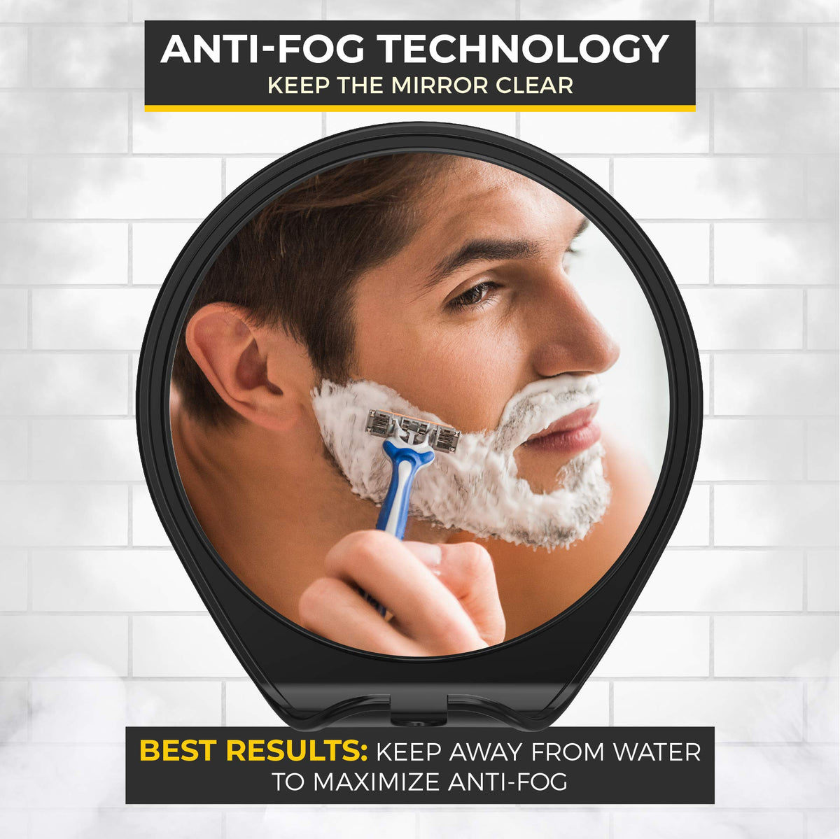 HONEYBULL Fogless Shower Mirror for Shaving with Suction - HONEYBULL Official Imagery - 5