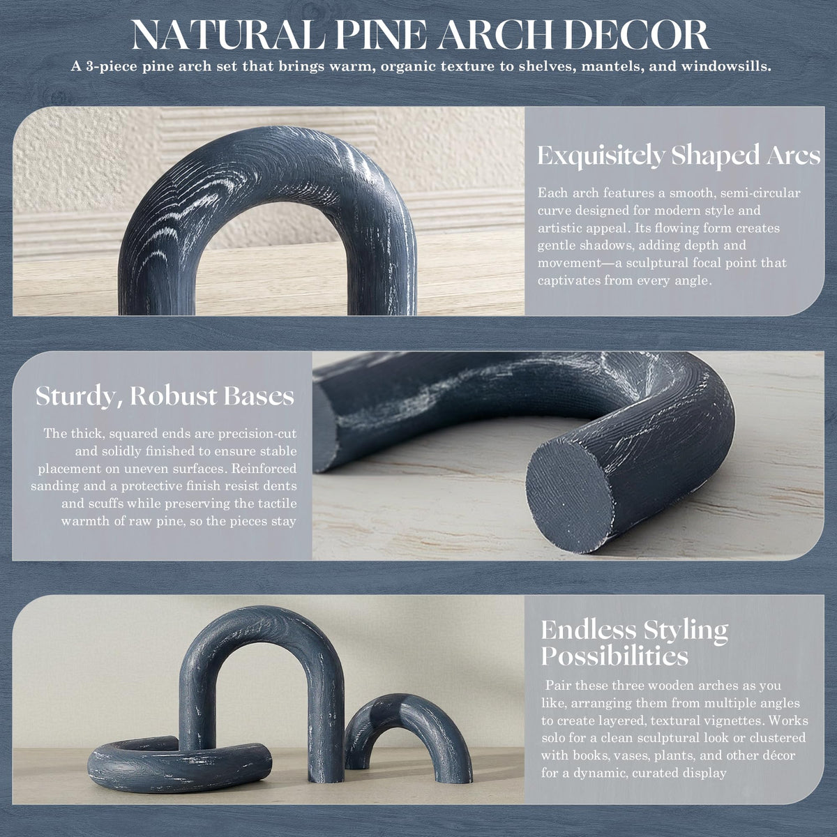 EOSAHR Pine Wood Arch Decor Set Wood Sculpture for - EOSAHR Official Imagery - 7