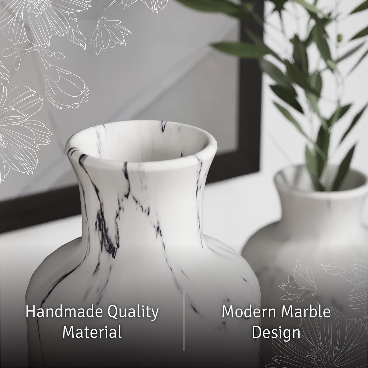 Creative Scents White Marble Look Vases Home Decor - Creative Scents Official Imagery - 6