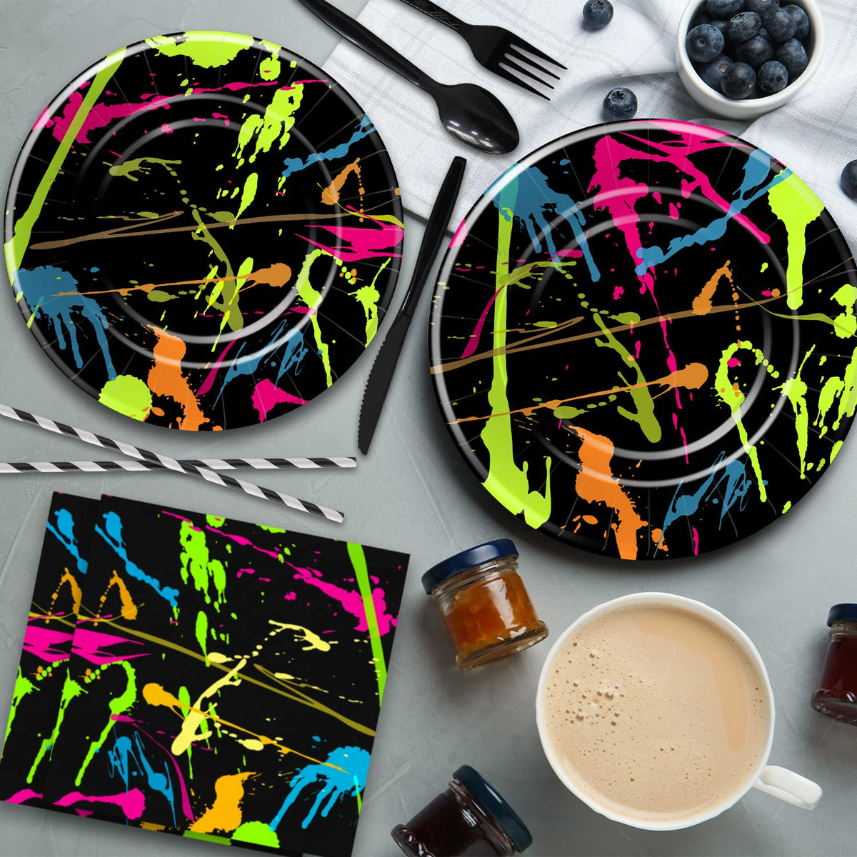 Neon Glow Party Supplies Graffiti Neon Theme Birthday - HIPVVILD Official Imagery - 8