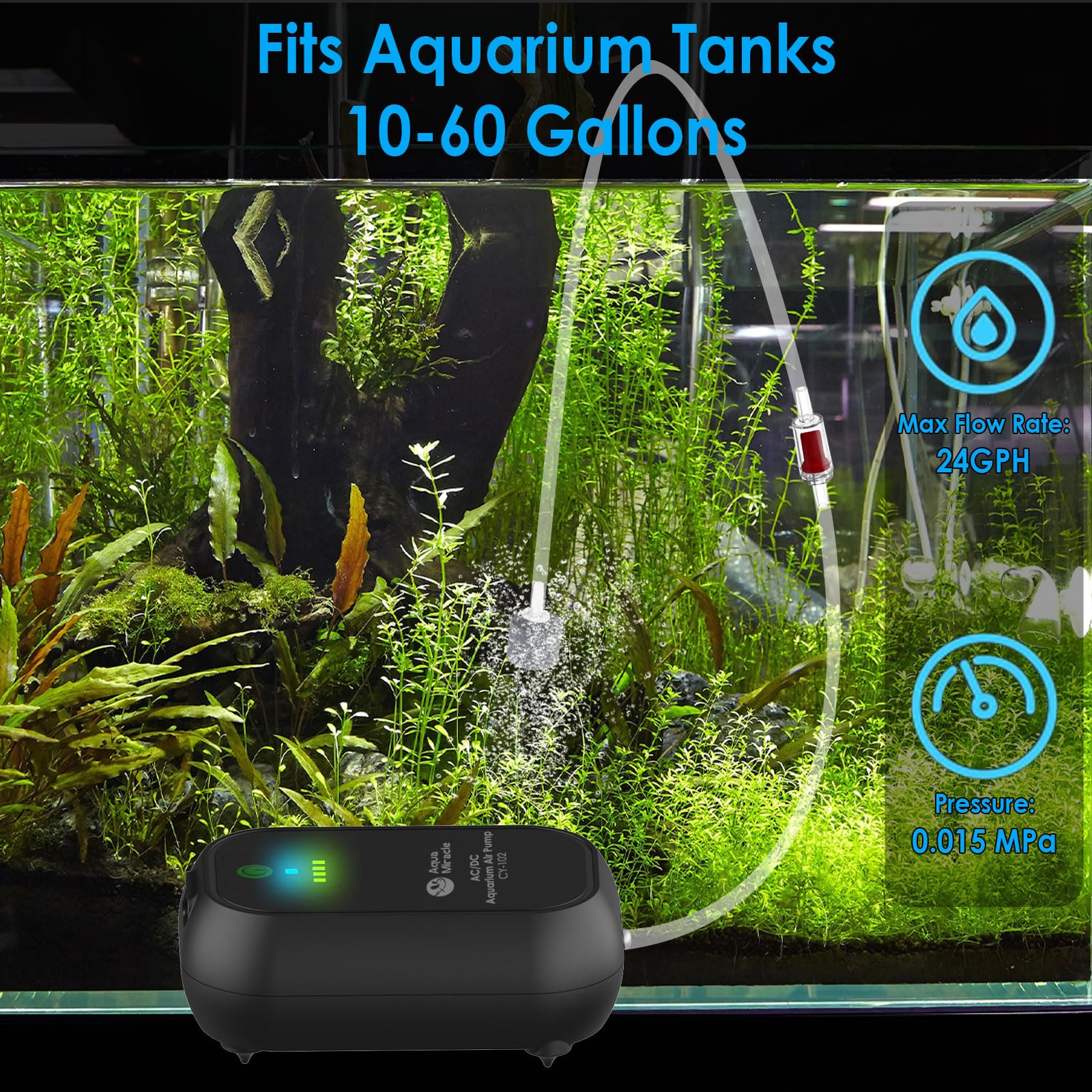 AquaMiracle USB Aquarium Air Pump Rechargeable Aerator for Bait B - AquaMiracle Official Product View 2