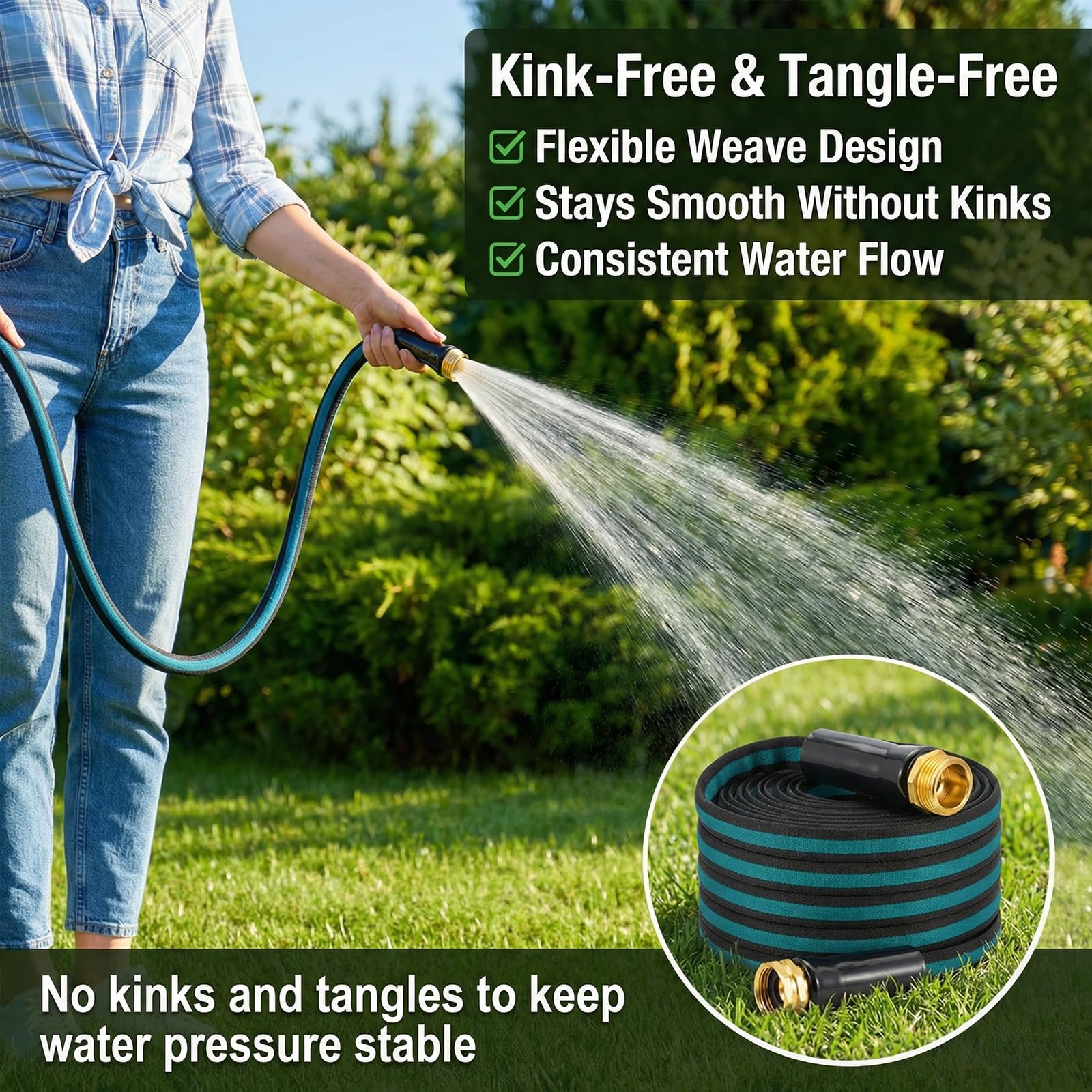 JOH 100FT Lightweight Garden Hose – Kink-Resistant, Flexible, Hig - JOH Official Product View 2