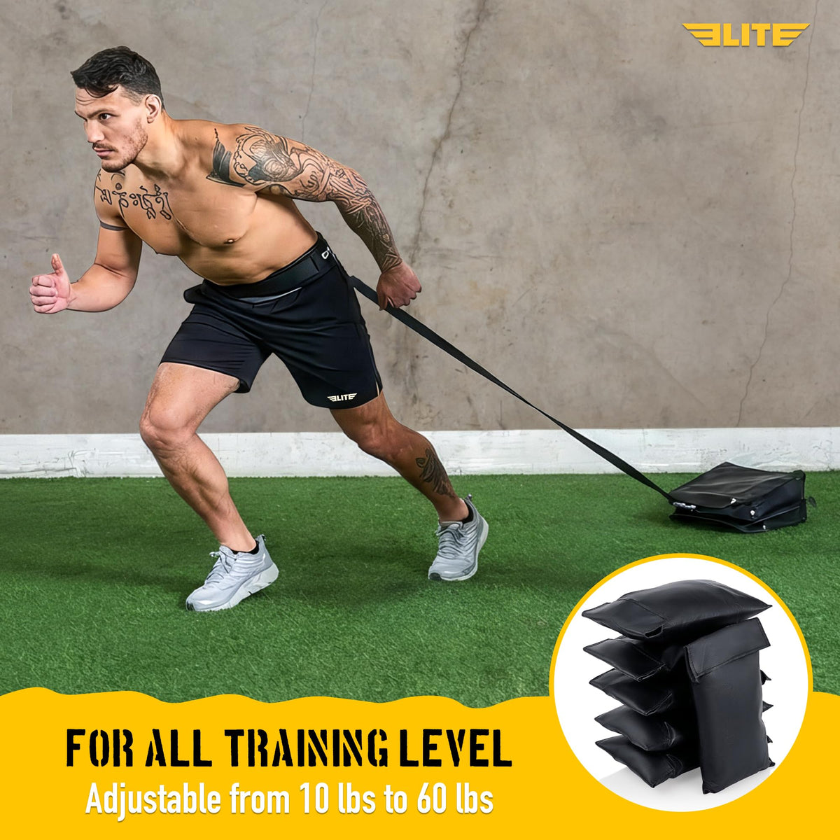 Elite Twin Sand Bag Sled Workout Sled Waterproof UNFILLED - Elite Sports Official Imagery - 4