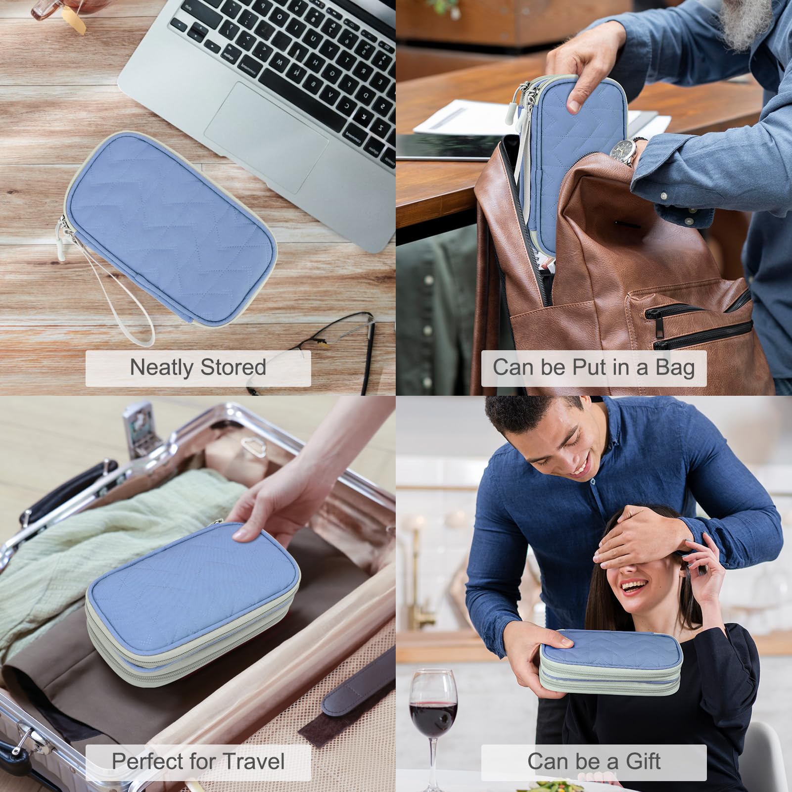 FYY Electronic Organizer, Travel Tech Pouch, Cable Organizer Blue Quil - View 7
