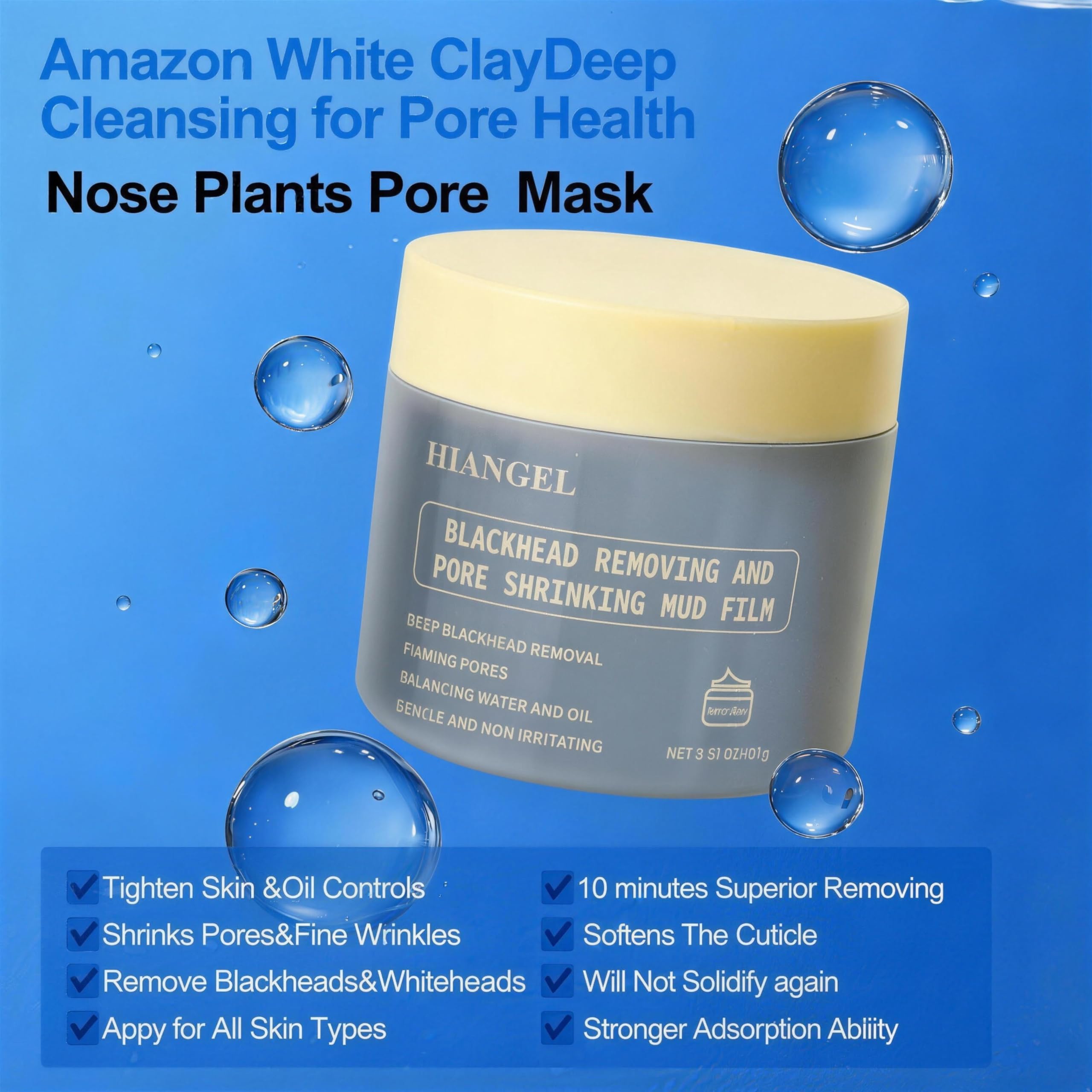 Hiangel Blackhead Remover & Pore Minimizer Clay Mask, 3 - Hiangel Official Product View 5