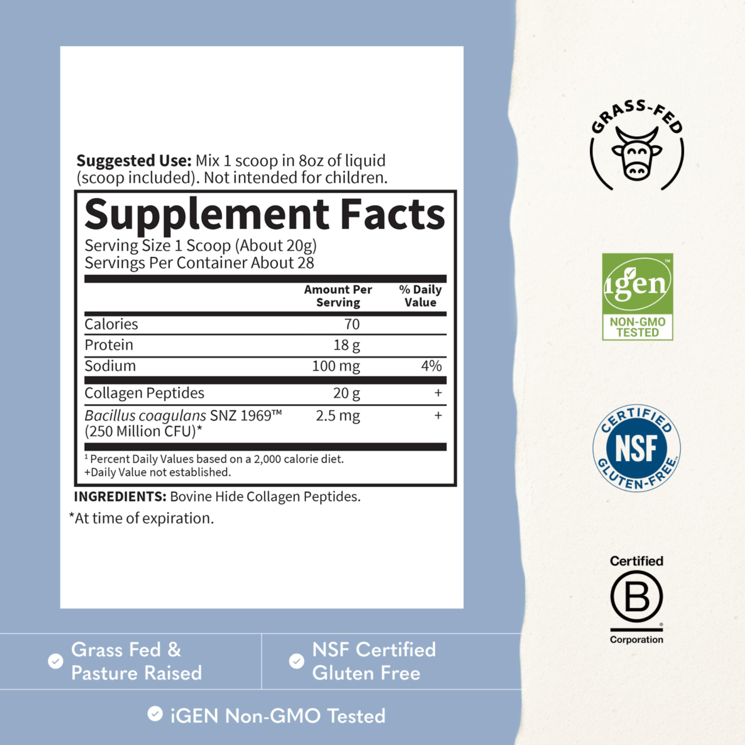 Garden of Life Grass Fed Collagen Powder Unflavored 28 - Garden of Life Official Imagery - 4