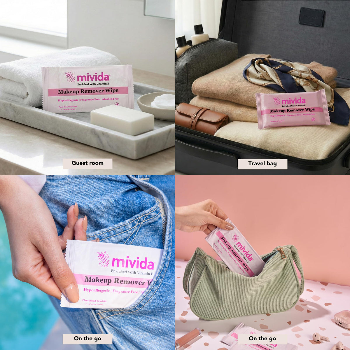 mivida Hypoallergenic Individually Wrapped Makeup Wipes - mivida Official Imagery - 6