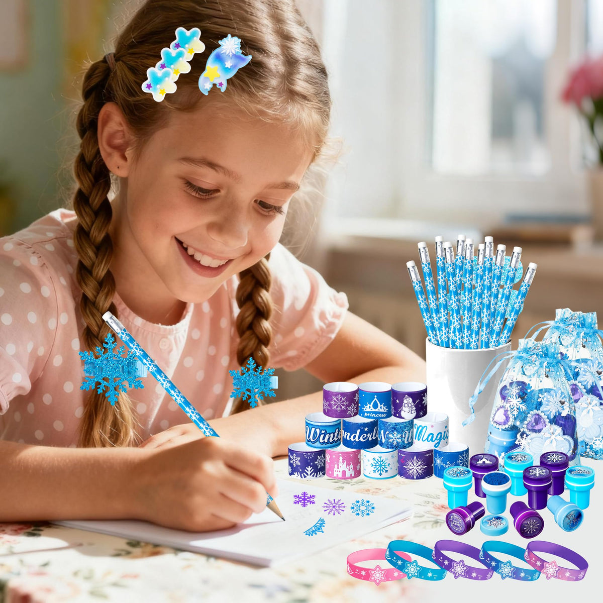 DMIGHT 130PCS Frozen Party Favors for Girls Winter Birthday - DMIGHT Official Imagery - 3