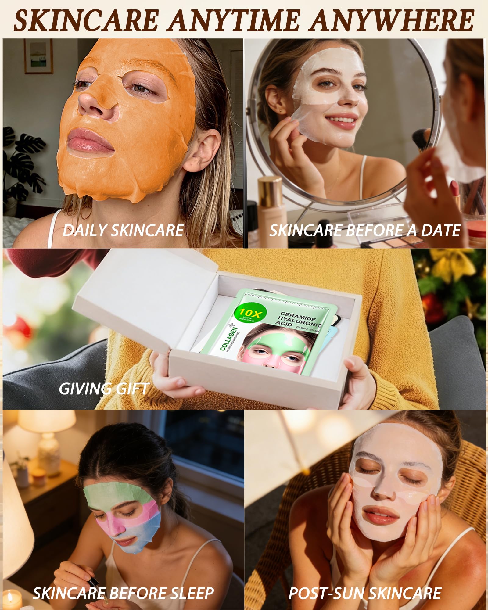 Face Mask Set-6Pcs VC Soft Facial Masks, Hydrating Facial Sheet - LYSdefeu