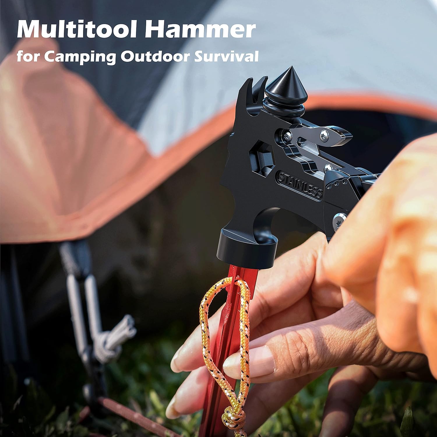 Rush Deer 16-in-1 camping multitool with various tools, ideal for outdoor adventures and versatile outdoor gear.