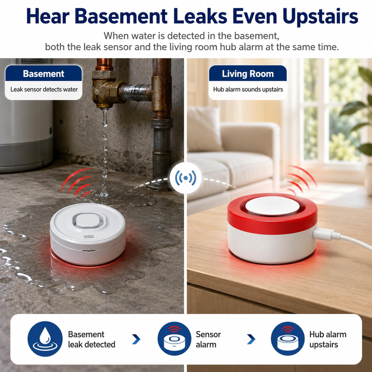 WiFi Water Leak Detector Kit with 1 Hub 3 Sensors for Home - Nestool Official Imagery - 5