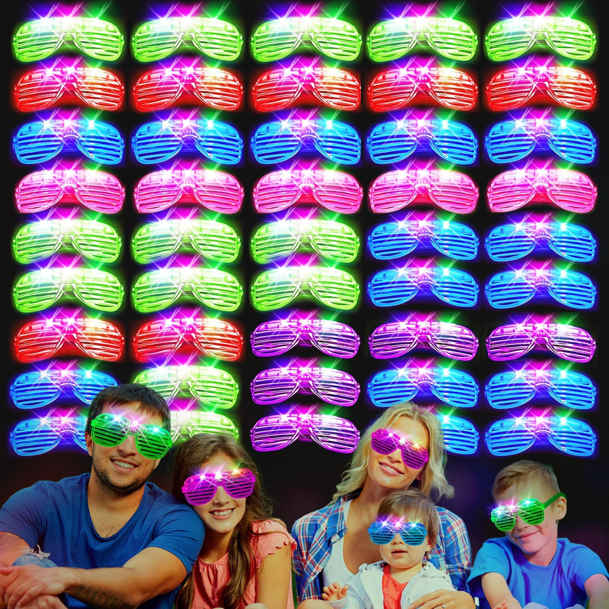 38PCS LED Glasses Light Up Glasses 5 Colors 3 Light Modes - SHQDD Official Imagery - 1