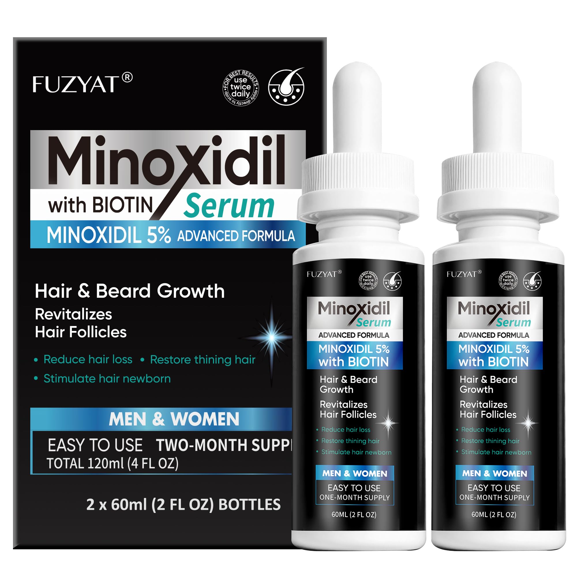 FUZYAT 5% Minoxidil , Minoxidil Hair Growth Treatment, Beard Growth Serum, - FUZYAT Official Product View 2