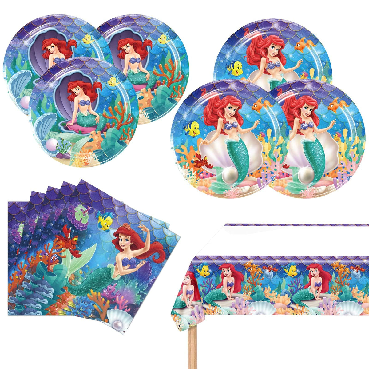 Ariel Birthday Party Supplies 20 Plates 20 Napkins and 1 - Cosershow Official Imagery - 2