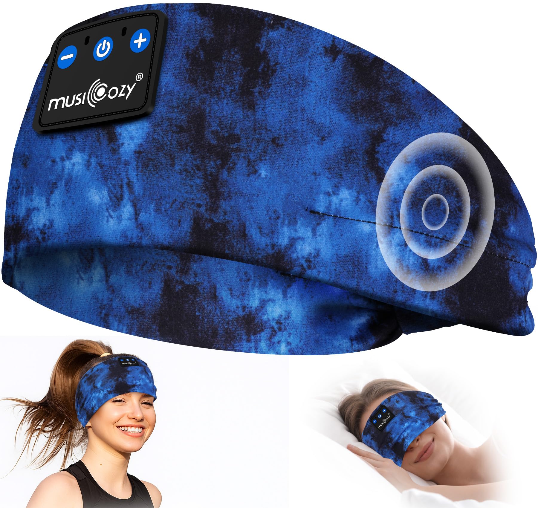 MUSICOZY Sleep Headphones Tie-Dye Bluetooth Headband Headphone fo by MUSICOZY - Angle View 8