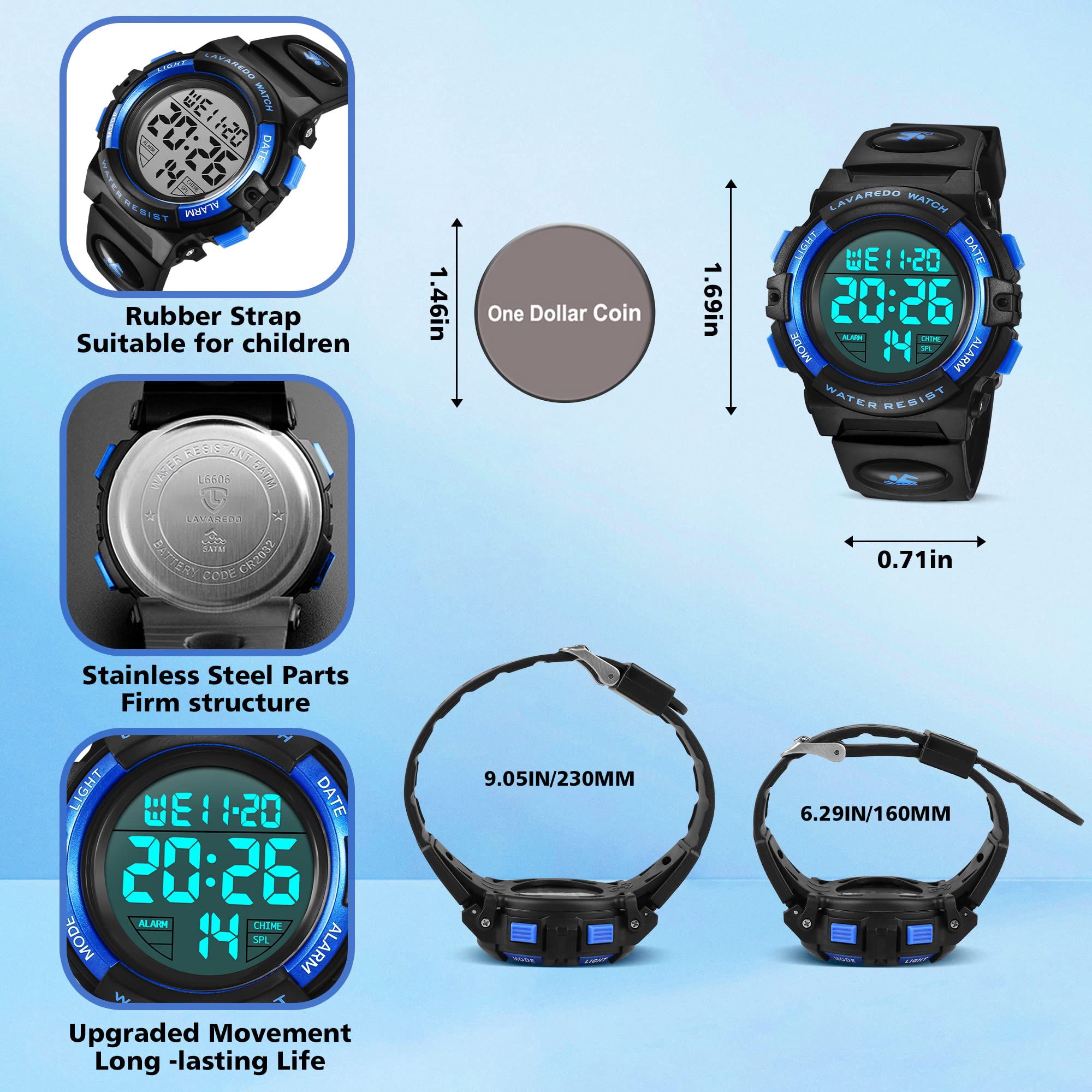 A ALPS Kids Watch,Boys Watch for 3-15 Year Old Boys,Digital Sport Outd - View 5