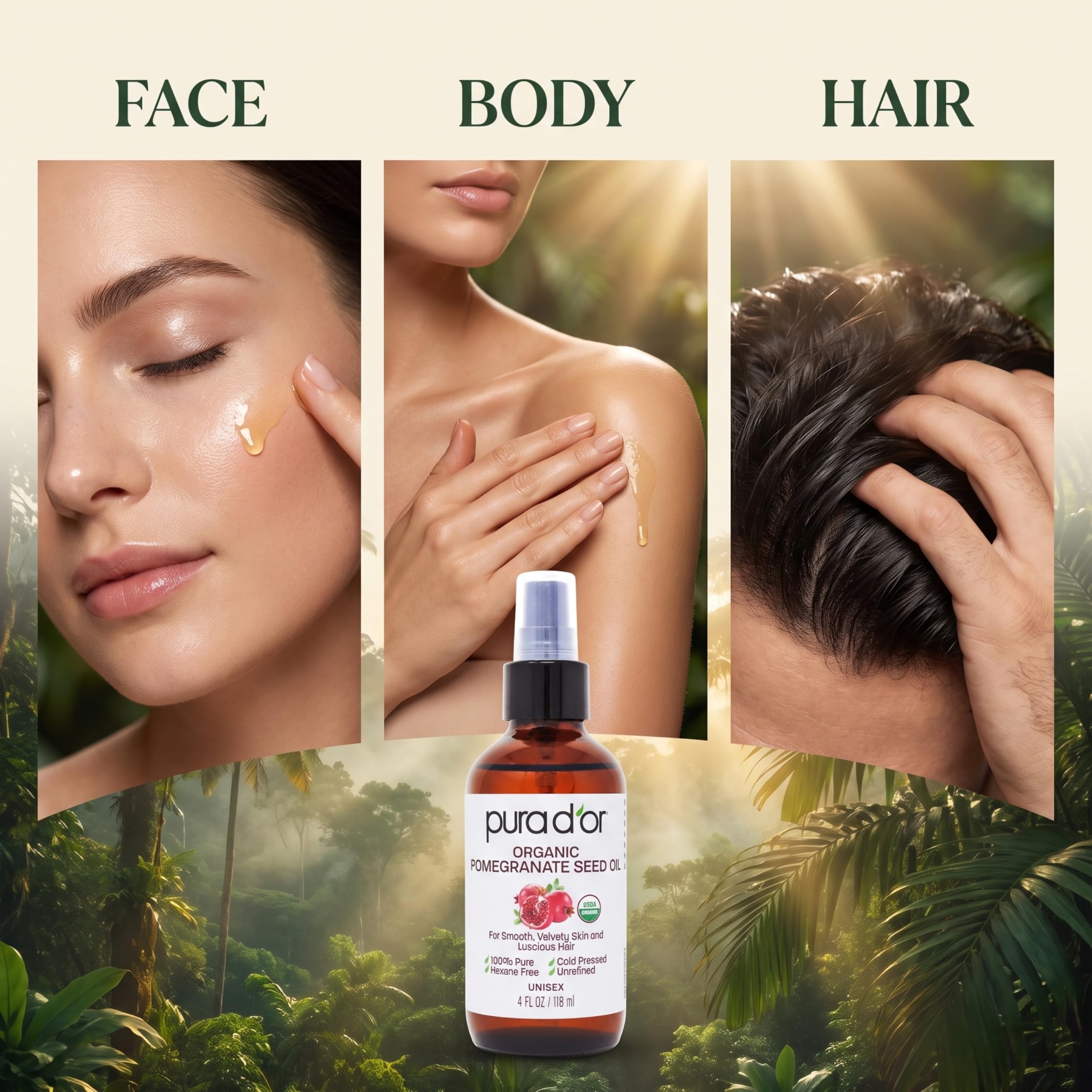 PURA D'OR ORGANIC Pomegranate Oil - 100% Pure USDA Certified Premium Grade - PURA D'OR Official Product View 6