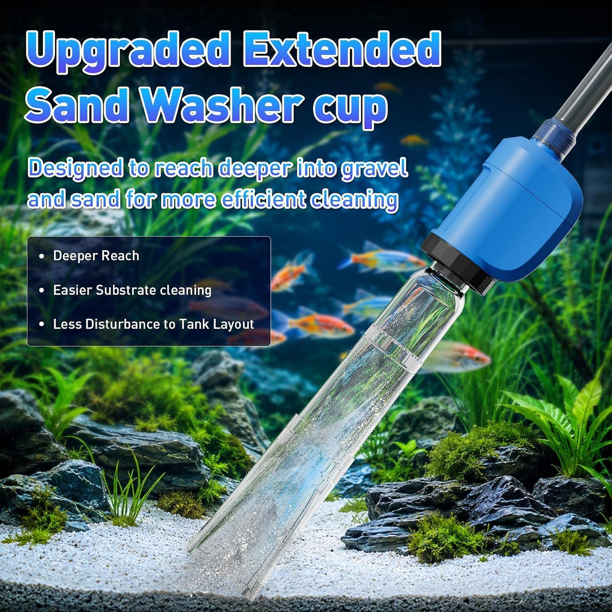 6 in 1 Electric Aquarium Gravel Cleaner 530GPH Fish Tank - FOUSIUTIM Official Imagery - 4