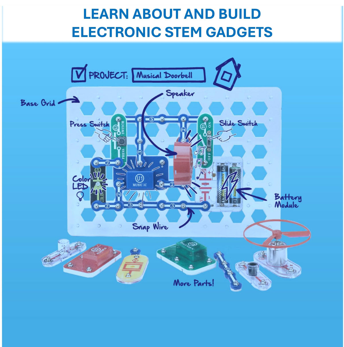 SNAP CIRCUITS Jr SC 100 STEM Electronics Kit 100 Projects - Snap Circuits Official Imagery - 5