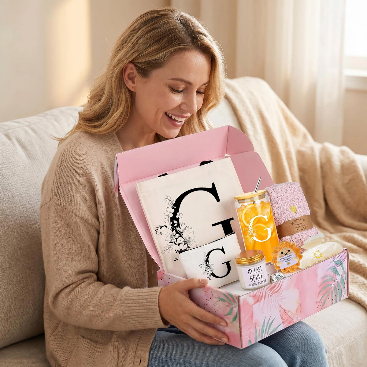Monogrammed Birthday Gifts for Women Initial Large Canvas - wolmtwang Official Imagery - 4