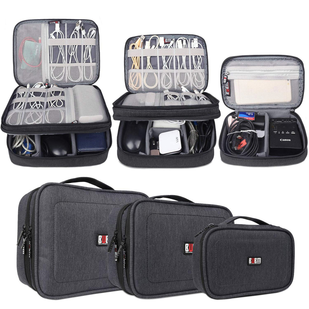 BUBM 3pcs Double Layer Electronic Organizer Travel Gadgets - BUBM Official Imagery - 1