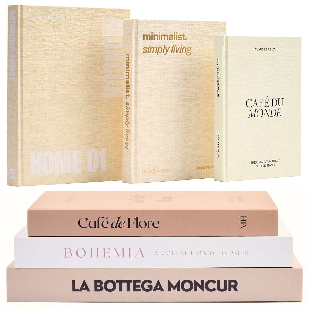 Decorative Coffee Table Books Set of 3 Beige Neutral Tones - Moncur Home Official Imagery - 8
