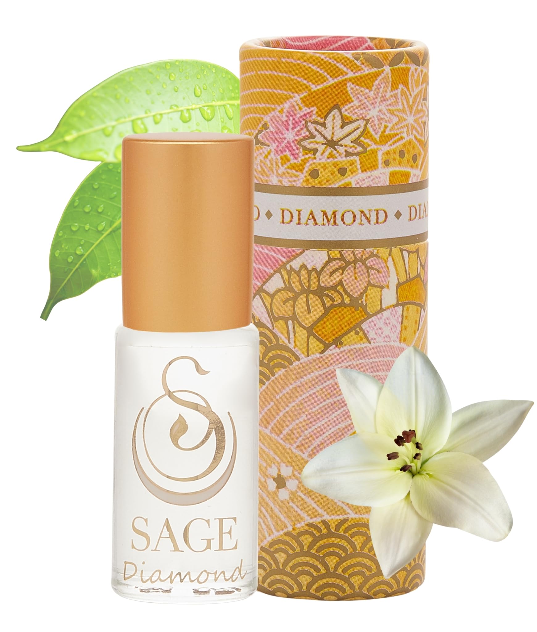 Sage Diamond Lily Rain White Musk Sandalwood Perfume Oil Roll-On - Product Imagery